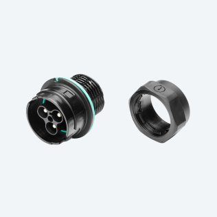 Plug connector panel-mounted 3p 4MMQ M28 IP68