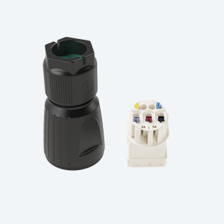 Joint connector panel-mounted 5p Screwless DALI Black M25 IP66/IP67/IP68